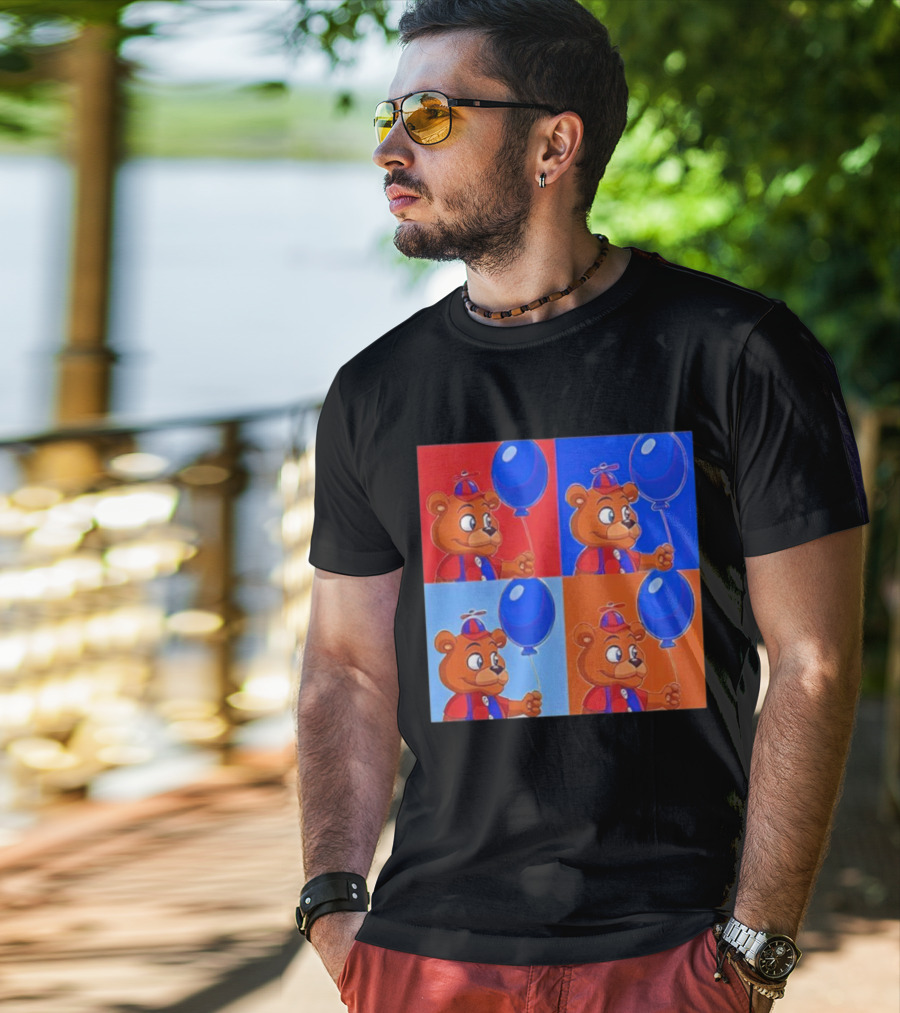 Balloon Freddy Pop Art Style Multicolor Collage T-Shirt