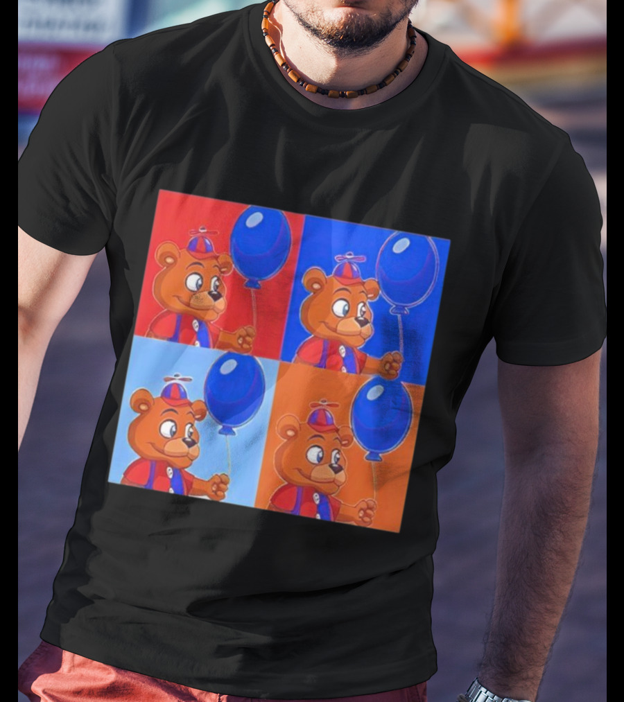 Balloon Freddy Pop Art Style Multicolor Collage T-Shirt