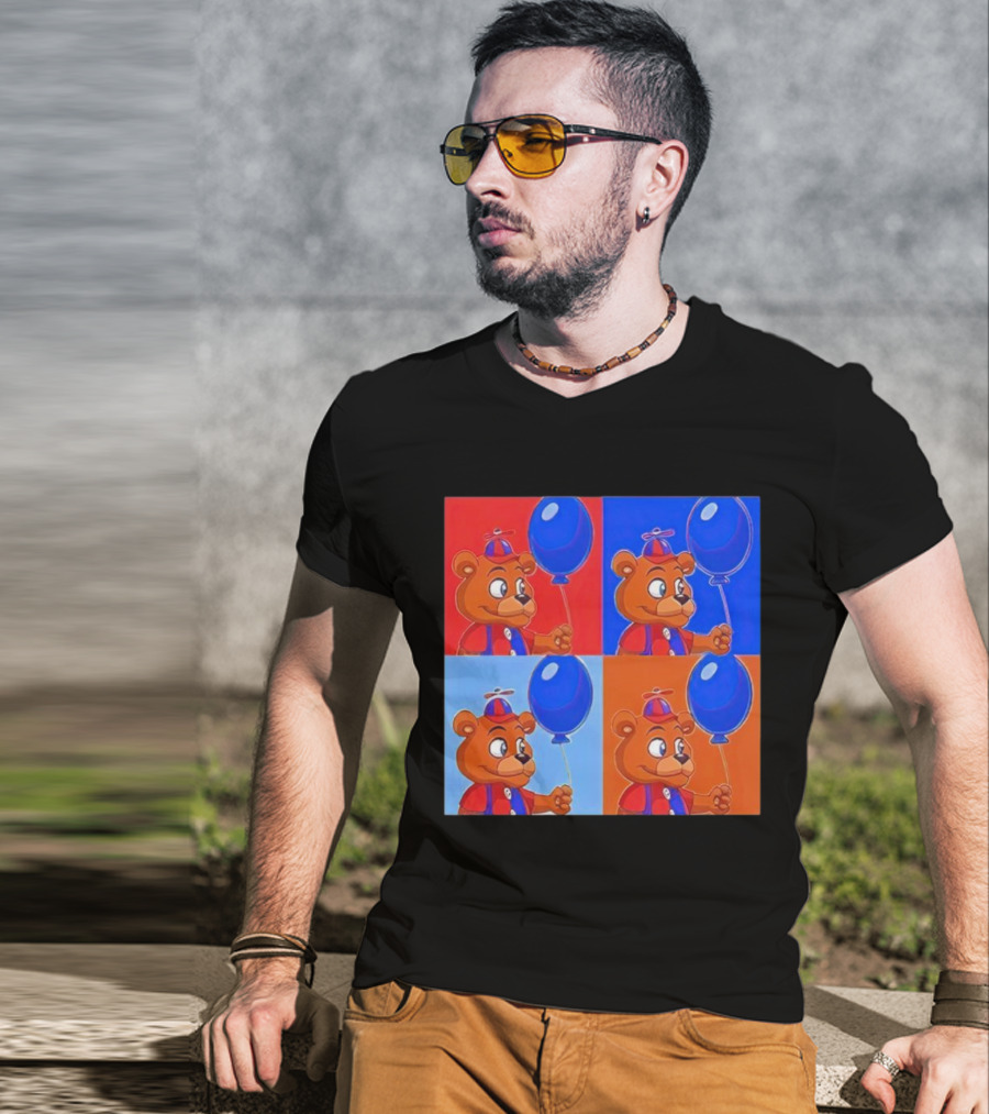 Balloon Freddy Pop Art Style Multicolor Collage T-Shirt
