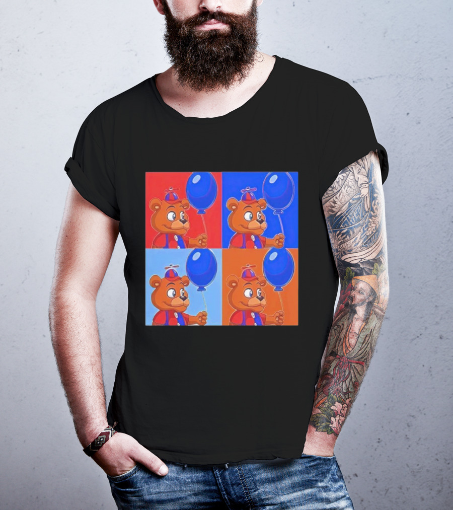 Balloon Freddy Pop Art Style Multicolor Collage T-Shirt