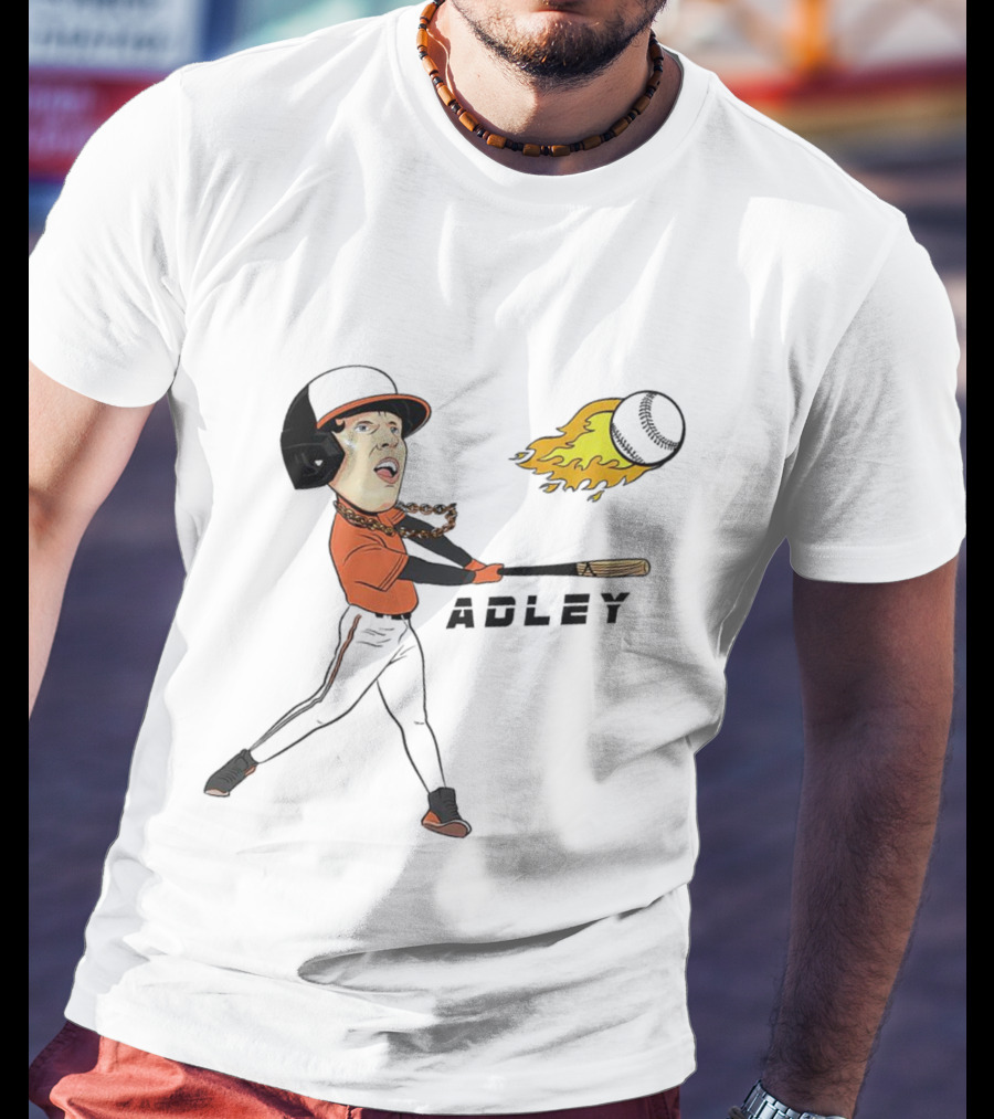 Adley Rutschman Baltimore Orioles Vintage Fireball Batting Action T-Shirt