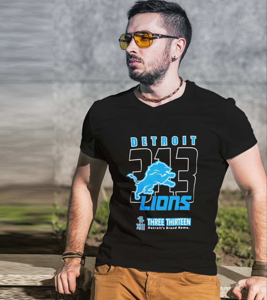 Detroit 313 Detroit Lions Three Thirteen XIII Brand Name T-Shirt