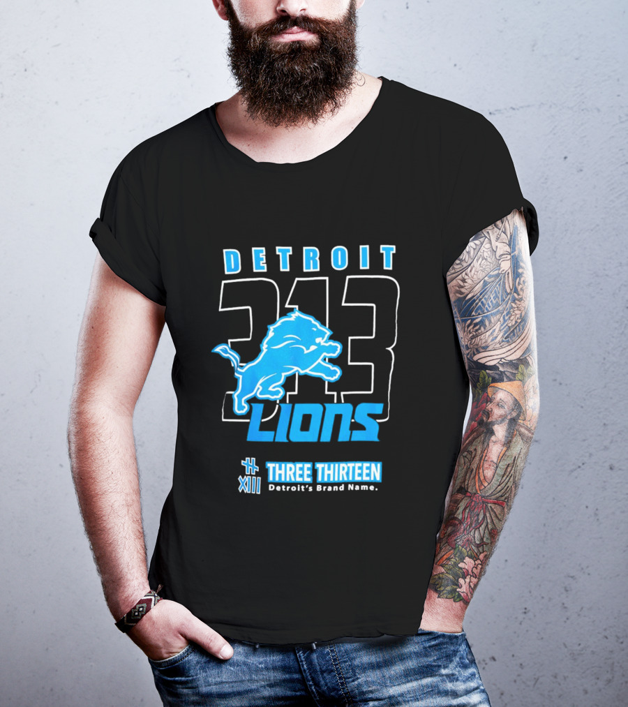 Detroit 313 Detroit Lions Three Thirteen XIII Brand Name T-Shirt