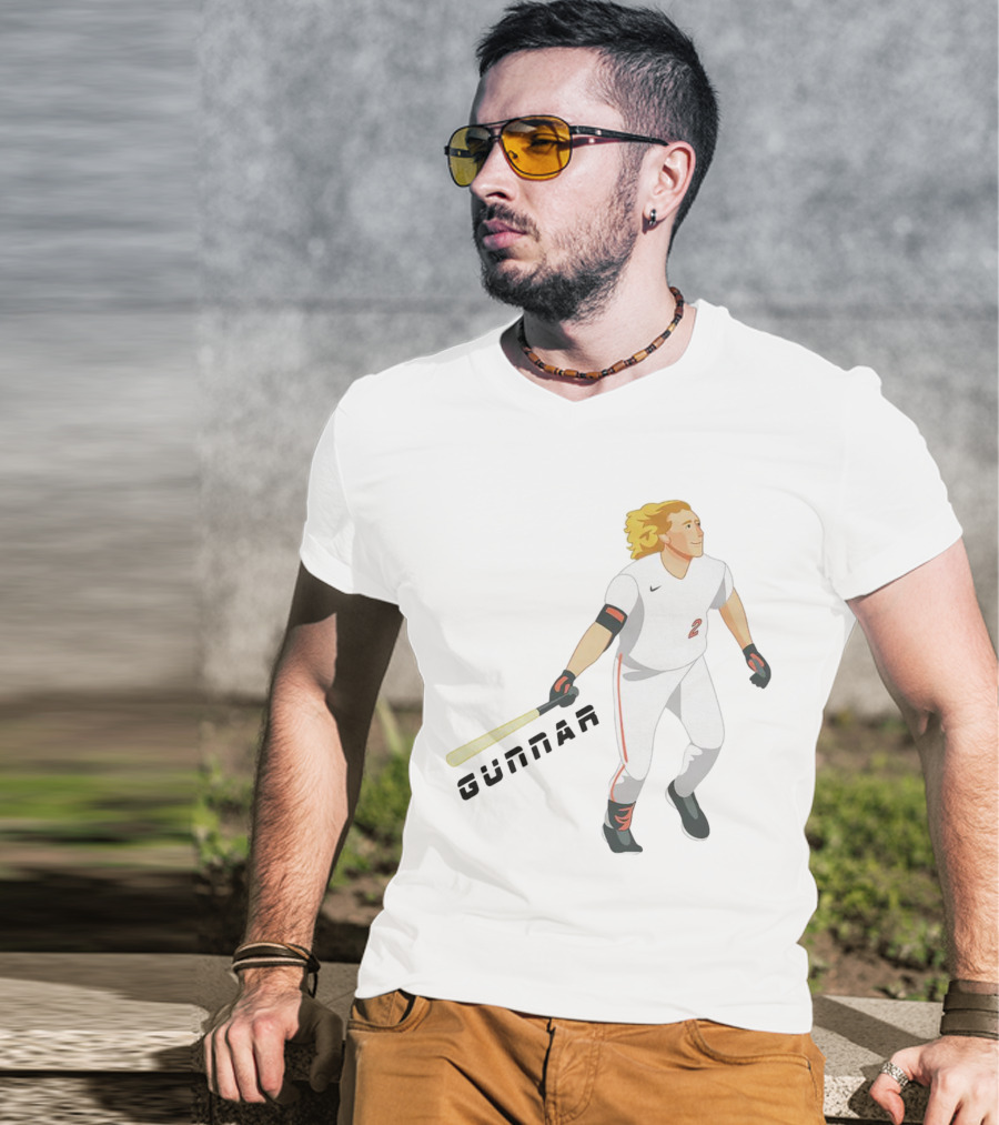 Gunnar Henderson Baltimore Orioles Cartoon Baseball Player T-Shirt