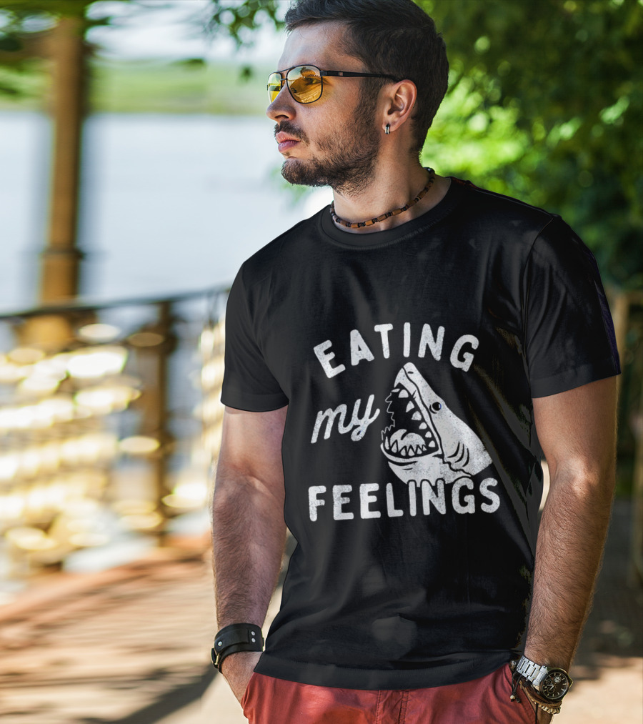 Shark Eating My Feelings With Open Mouth And Blue Eye T-Shirt