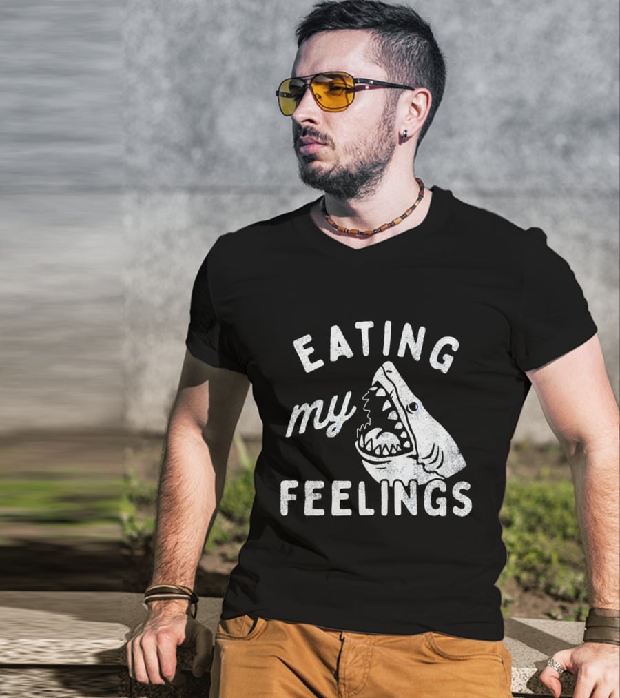 Shark Eating My Feelings With Open Mouth And Blue Eye T-Shirt