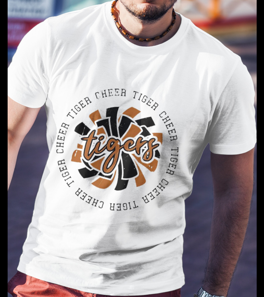 Tiger Cheer Tigers Pom-Pom Emblem T-Shirt
