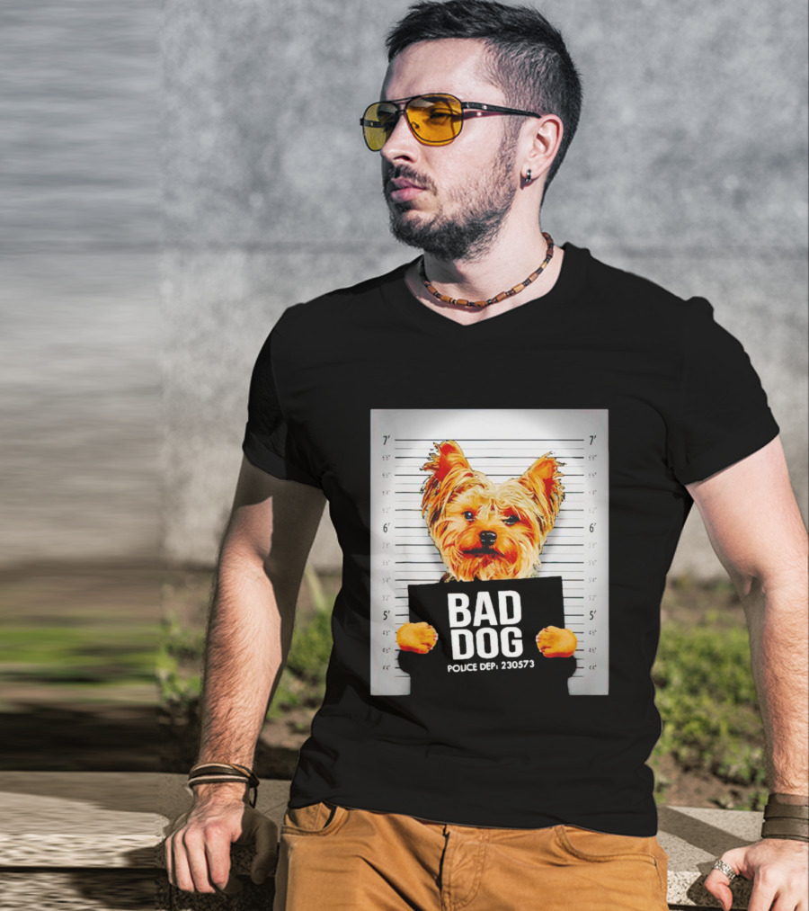 Bad Dog Yorkie Mugshot Police Dept 230573 T-Shirt