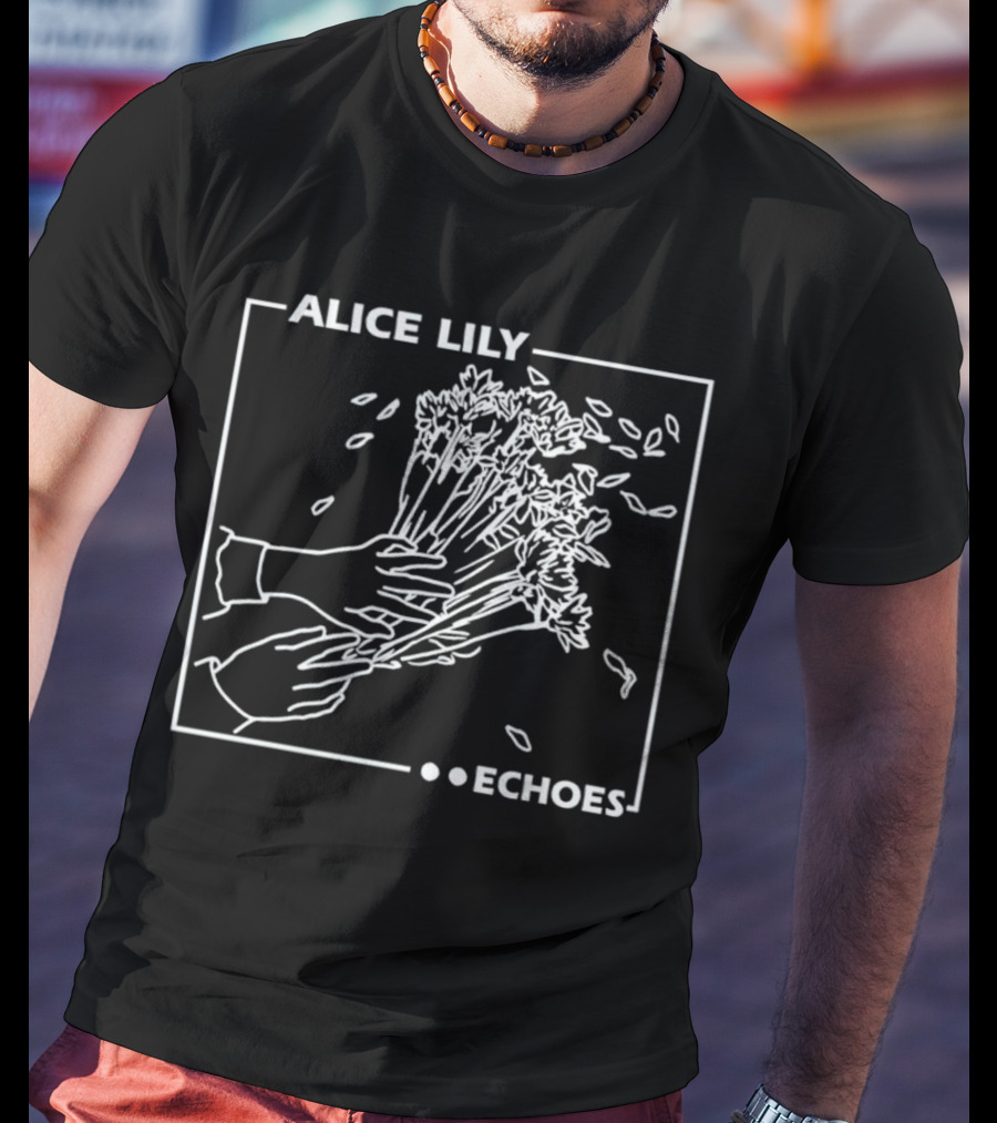 ALICE LILY ECHOES Floral Line Art Hands Petals T-Shirt