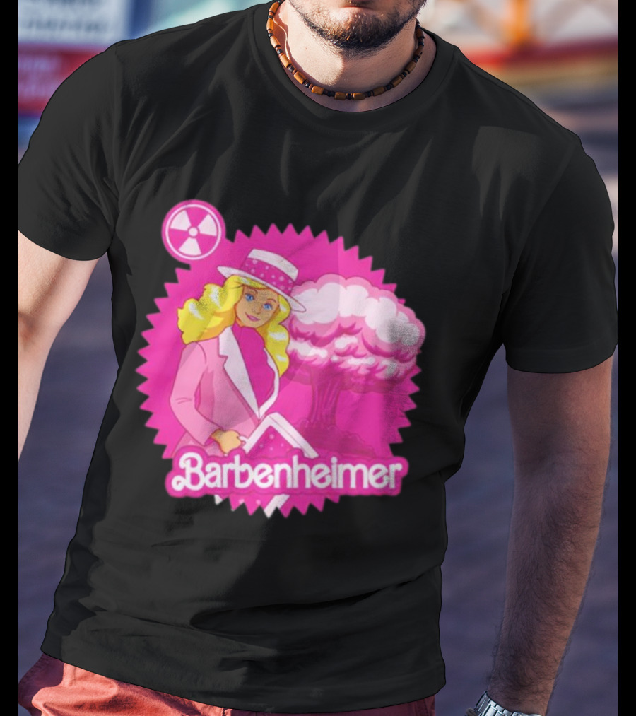 Barbenheimer Pink Explosion Icon With Radioactive T-Shirt