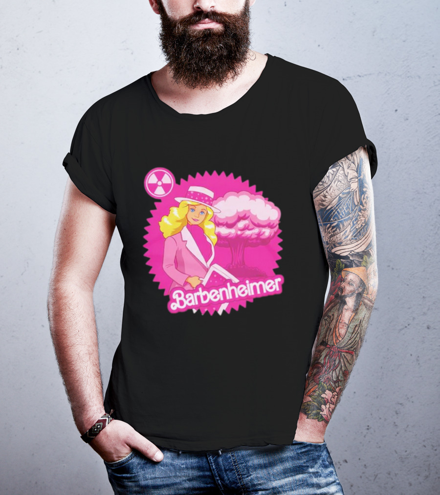 Barbenheimer Pink Explosion Icon With Radioactive T-Shirt
