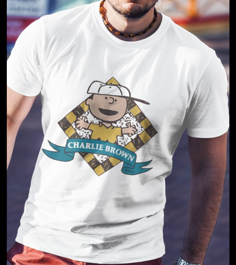 Charlie Brown Baseball Cap Checkered Diamond T-Shirt