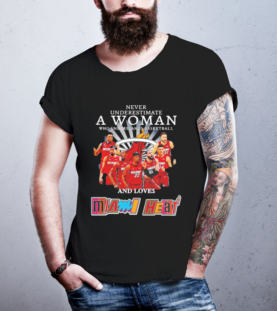 Never Underestimate A Woman Who Understands Basketball And Loves Miami Heat T-Shirt