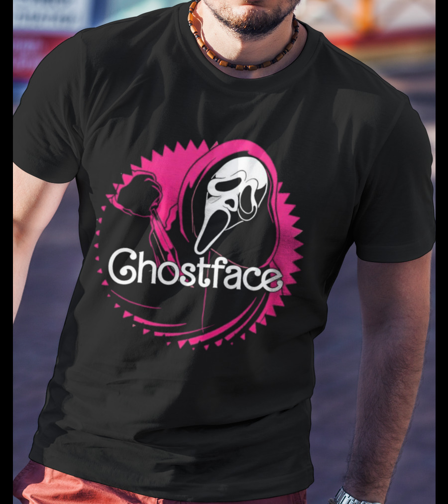Ghostface Neon Pink Horror Icon In Vibrant T-Shirt