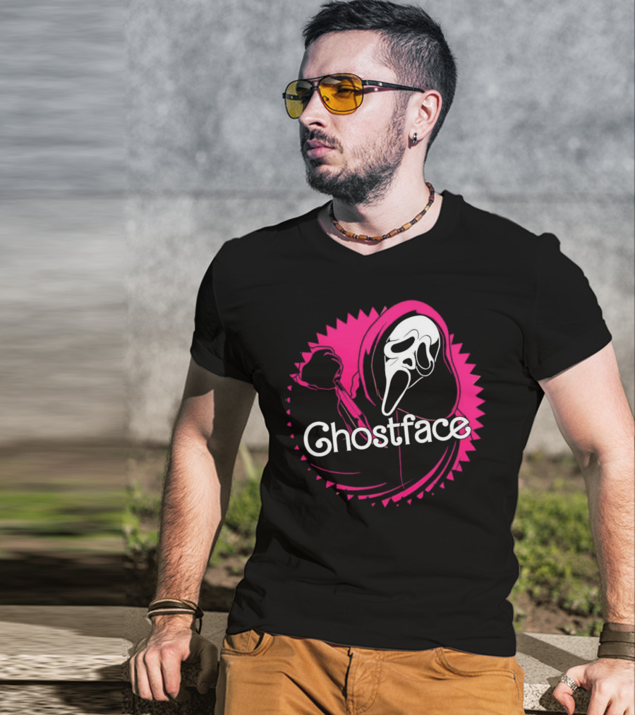 Ghostface Neon Pink Horror Icon In Vibrant T-Shirt