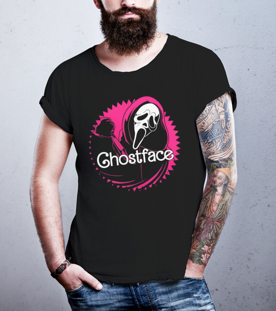 Ghostface Neon Pink Horror Icon In Vibrant T-Shirt