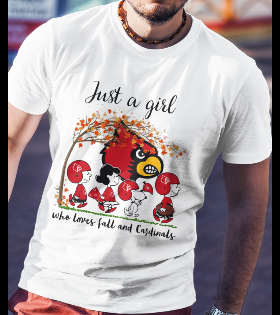 Just A Girl Who Loves Fall And Cardinals Peanuts Cartoon T-Shirt