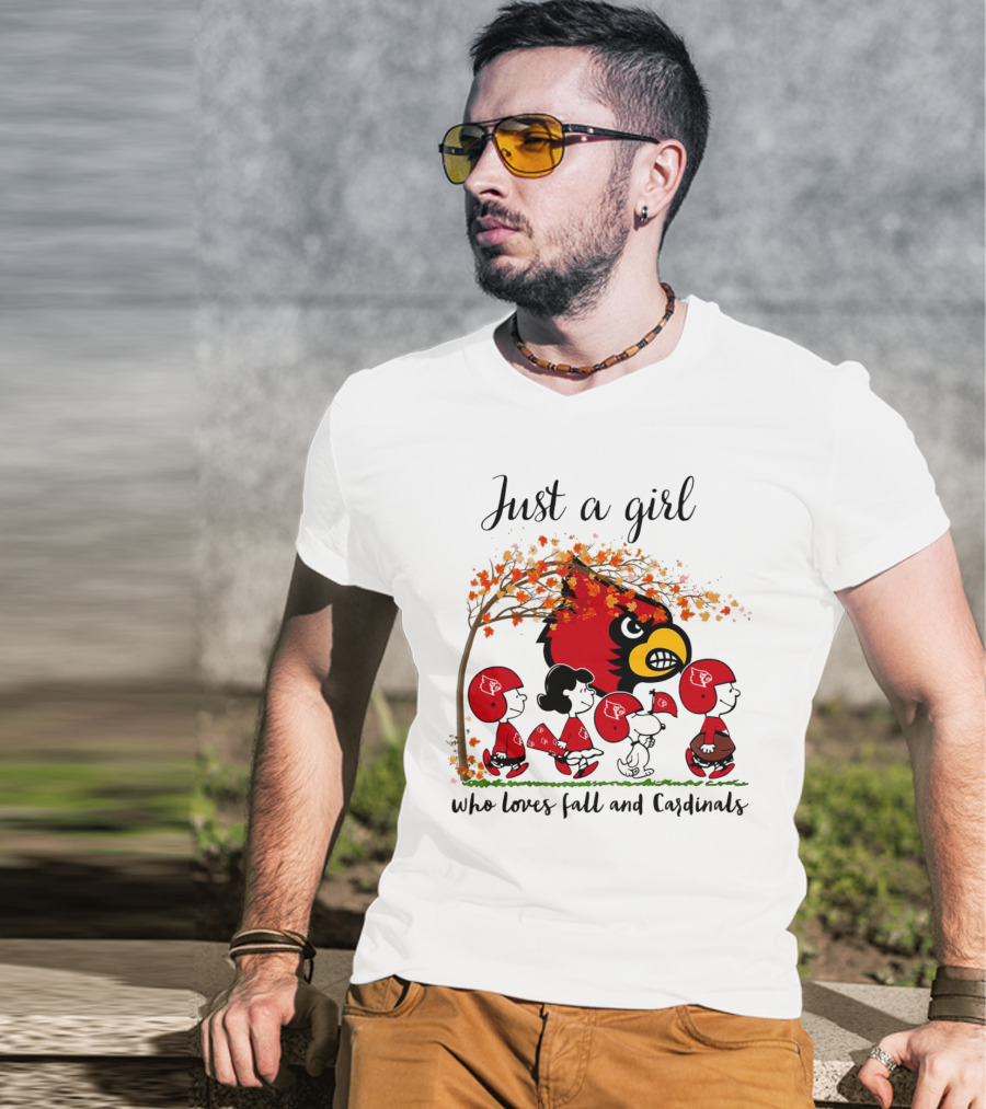 Just A Girl Who Loves Fall And Cardinals Peanuts Cartoon T-Shirt