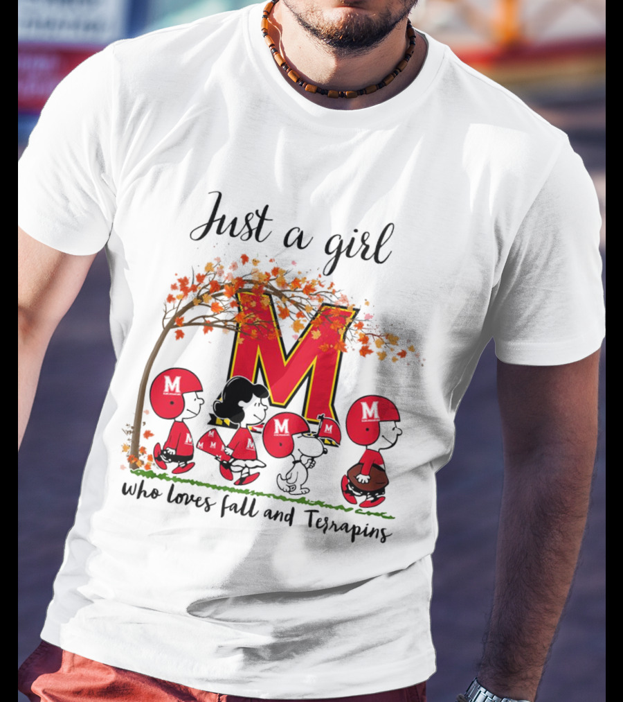 Just A Girl Who Loves Fall And Terrapins Peanuts Cartoon T-Shirt
