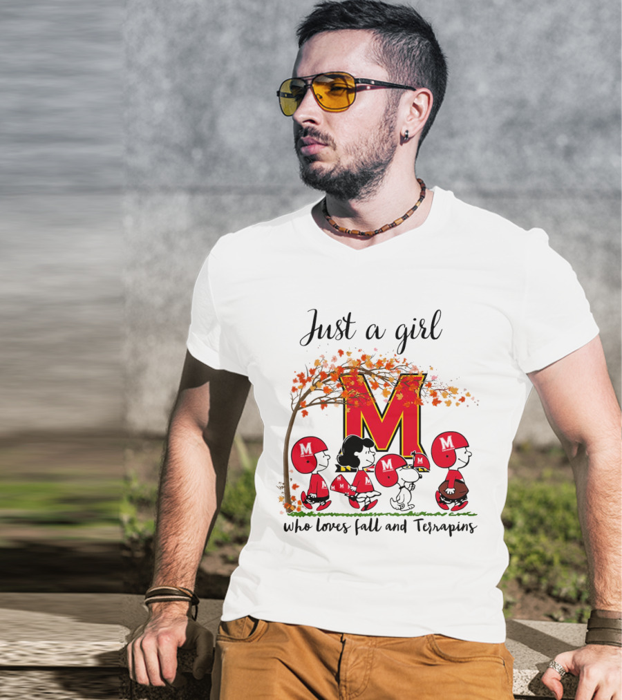 Just A Girl Who Loves Fall And Terrapins Peanuts Cartoon T-Shirt