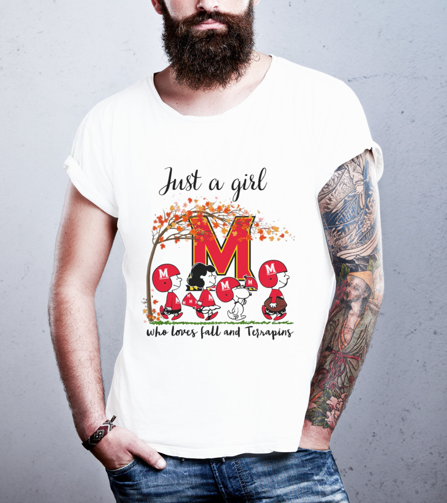 Just A Girl Who Loves Fall And Terrapins Peanuts Cartoon T-Shirt