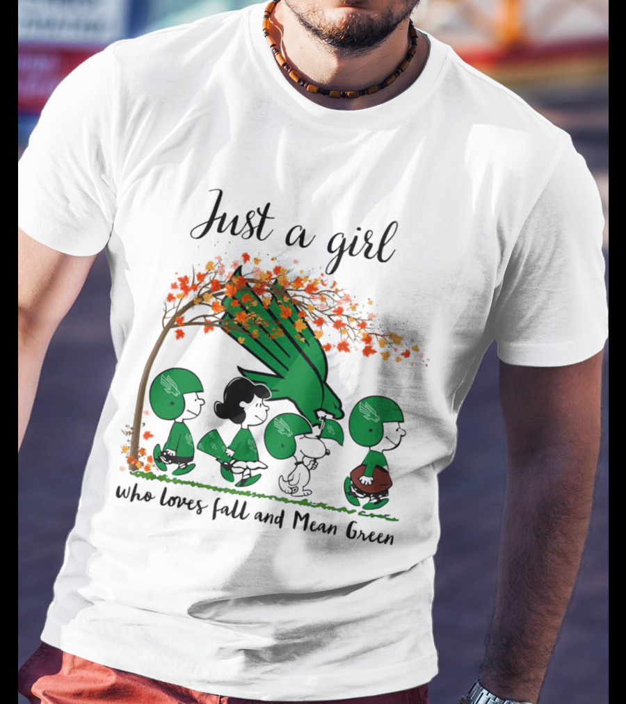 Just A Girl Who Loves Fall And Mean Green Peanuts Cartoon Football Halloween T-Shirt