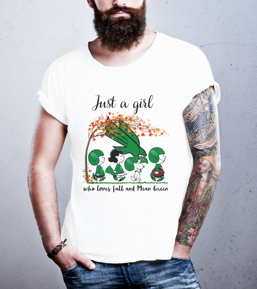 Just A Girl Who Loves Fall And Mean Green Peanuts Cartoon Football Halloween T-Shirt