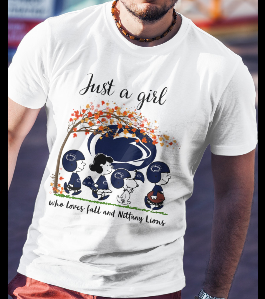 Just A Girl Who Loves Fall And Nittany Lions Peanuts Cartoon Halloween T-Shirt