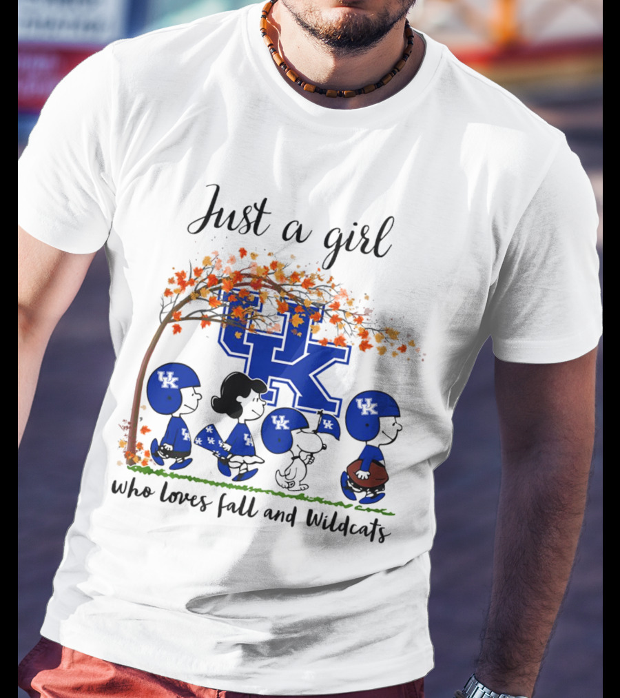 Just A Girl Who Loves Fall And Wildcats UK Peanuts Cartoon T-Shirt