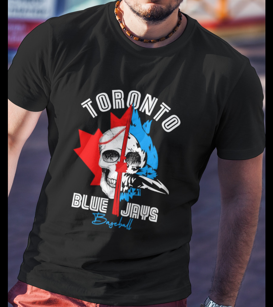 Toronto Blue Jays Skull Baseball Canada Flag T-Shirt