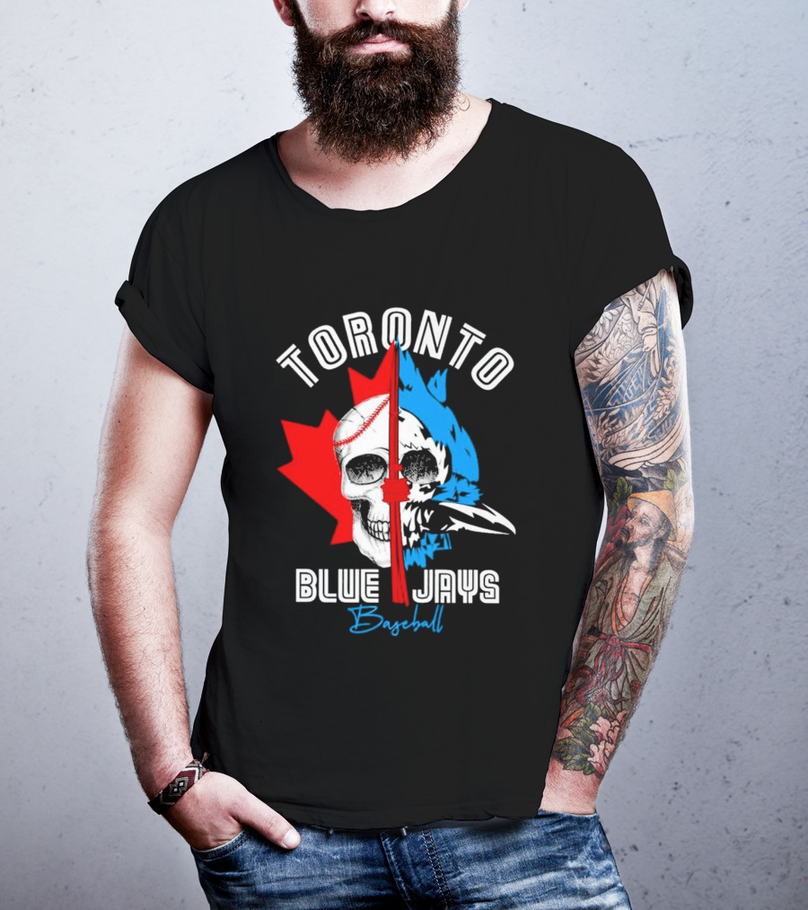 Toronto Blue Jays Skull Baseball Canada Flag T-Shirt