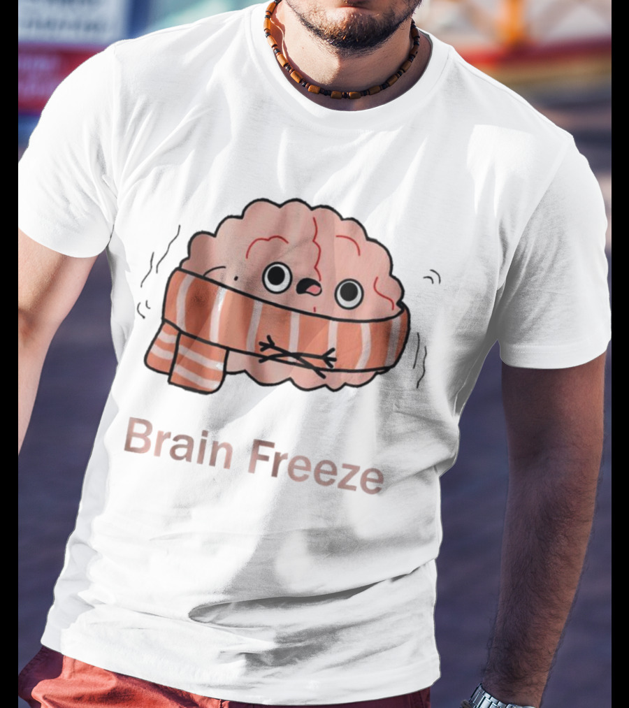 Brain Freeze Shivering Brain Wrapped In A Scarf T-Shirt