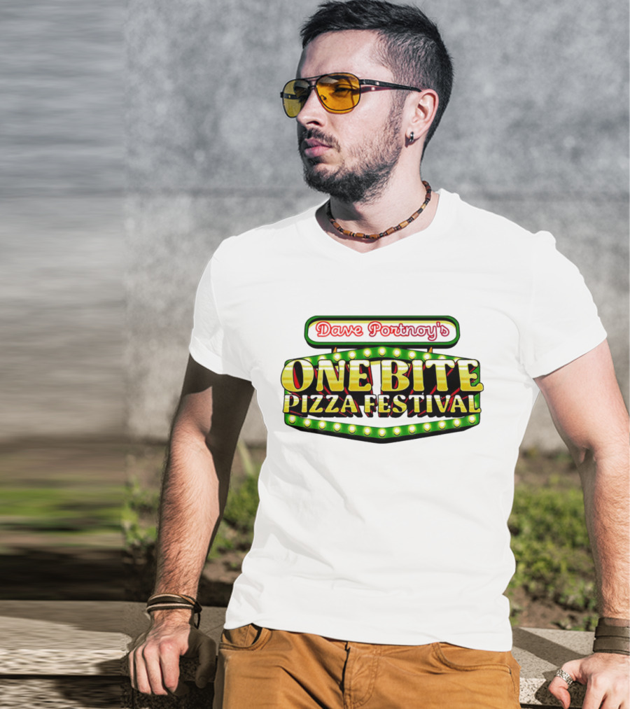 Dave Portnoy's One Bite Pizza Festival Neon Sign Aesthetic T-Shirt
