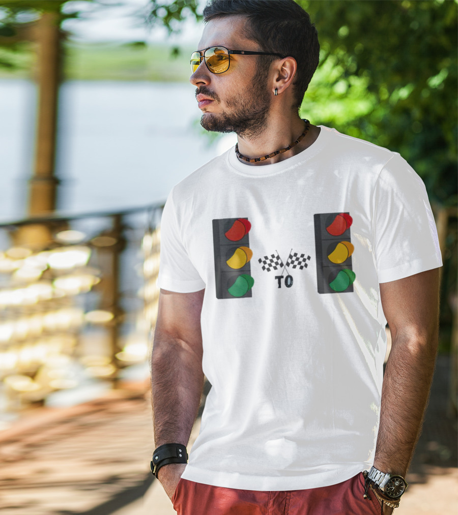 Stoplight To Stoplight Race Checkered Flags T-Shirt
