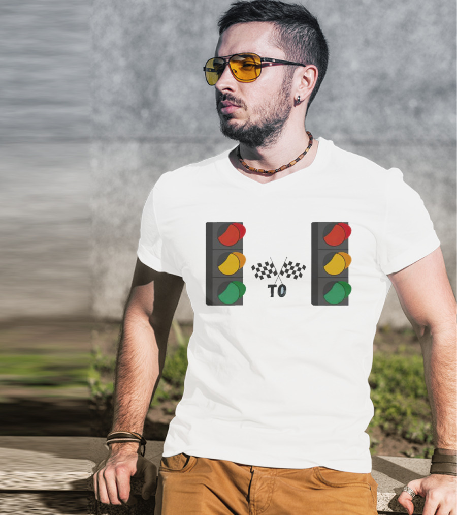 Stoplight To Stoplight Race Checkered Flags T-Shirt