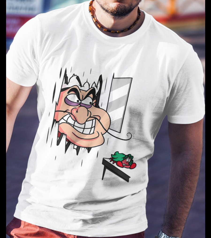 Chef Louis The Little Mermaid Cartoon Illustration With Louis Peeking Through Doorway T-Shirt