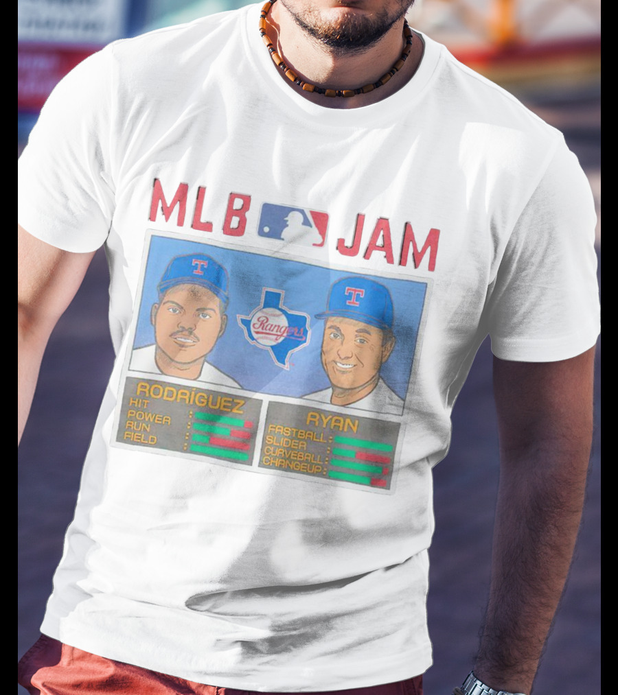 MLB Jam Texas Rangers Rodriguez And Ryan Baseball Stats T-Shirt