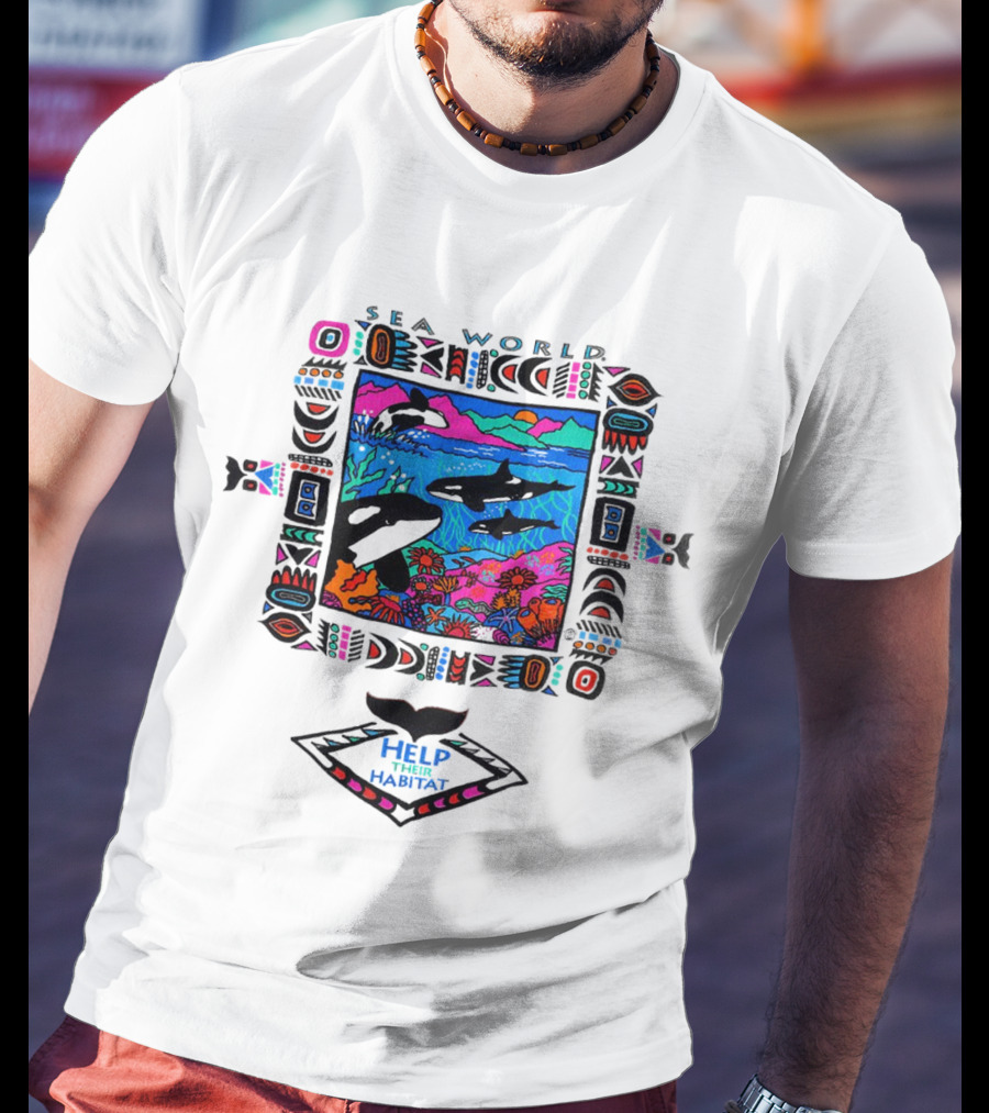 Sea World Bright Neon Orcas Help Their Habitat T-Shirt