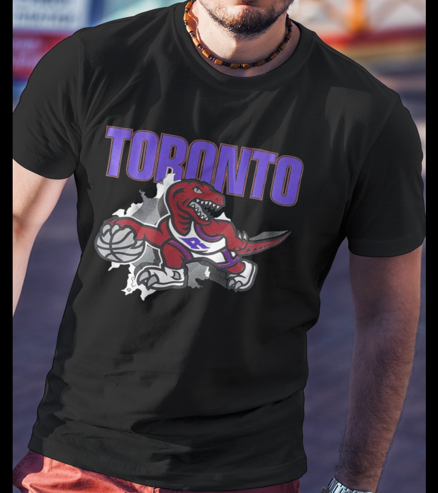Toronto Raptors Basketball Dinosaur Logo Badge T-Shirt
