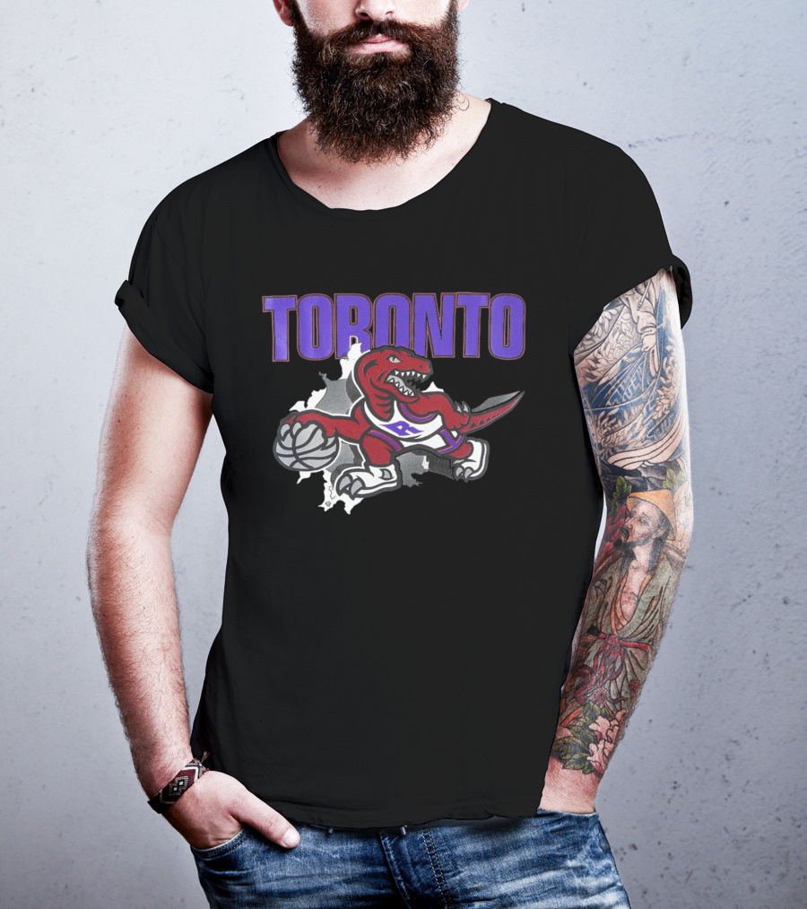 Toronto Raptors Basketball Dinosaur Logo Badge T-Shirt