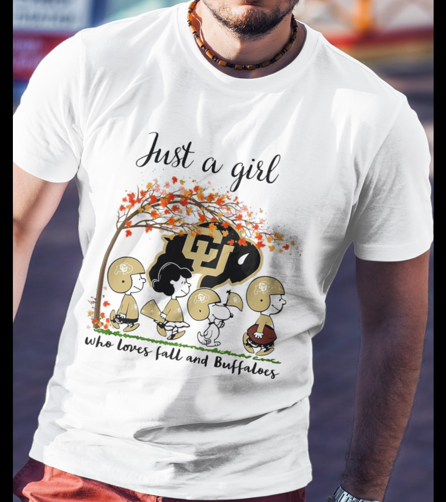 Just A Girl Who Loves Fall And Colorado Buffaloes Peanuts Cartoon T-Shirt