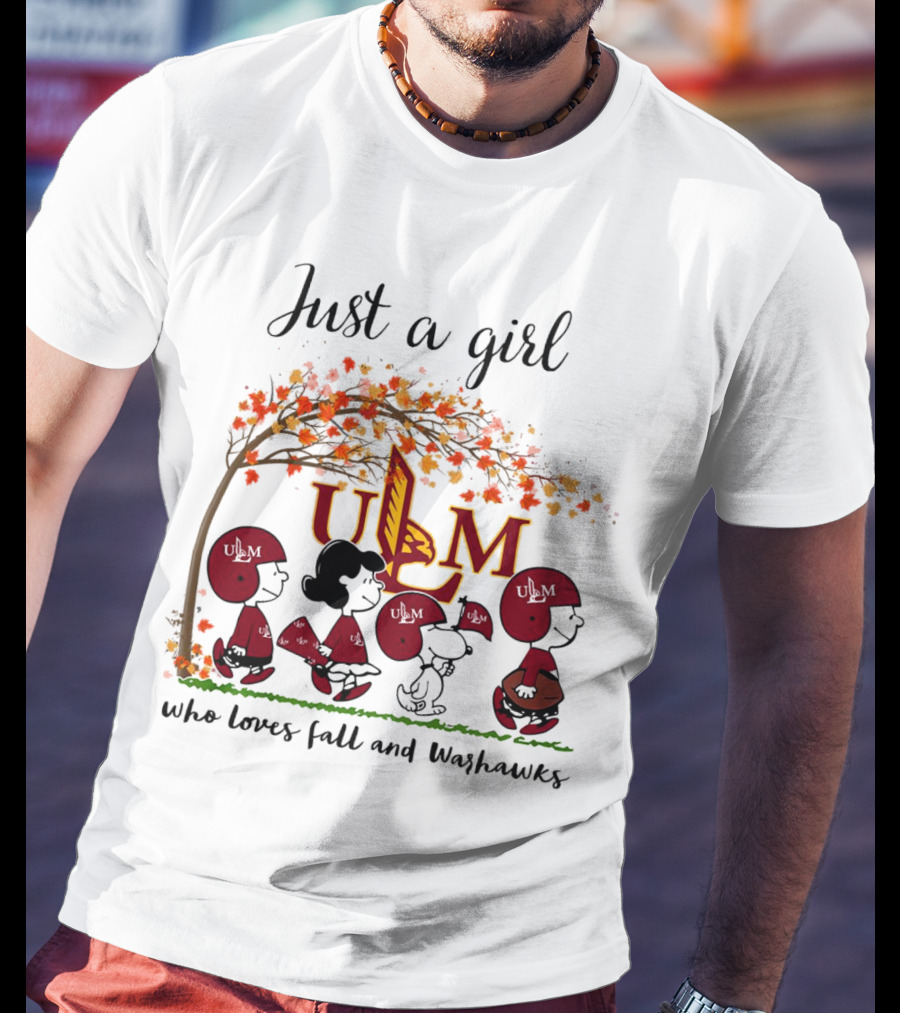 Just A Girl Who Loves Fall And ULM Warhawks T-Shirt