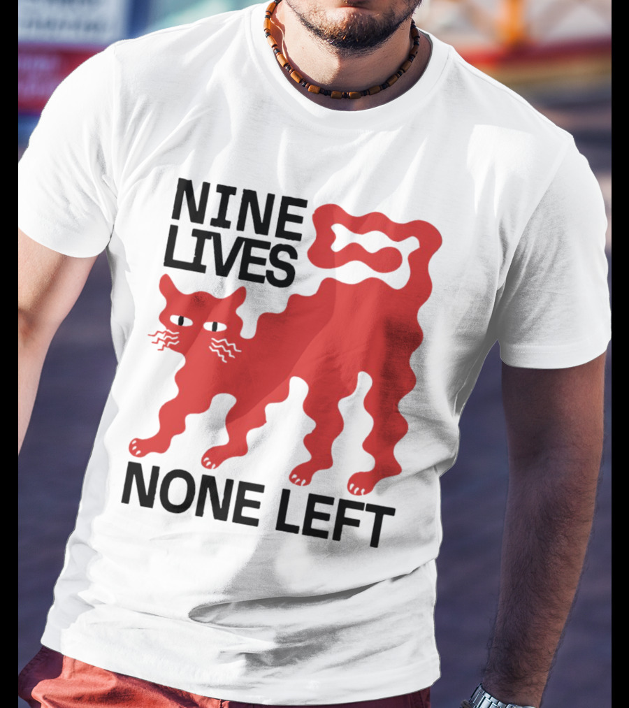 Nine Lives None Left Red Cat T-Shirt