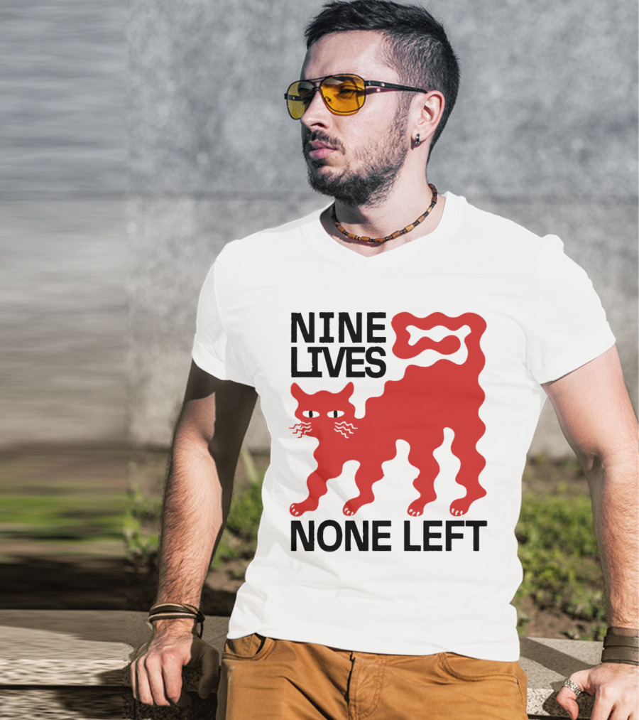 Nine Lives None Left Red Cat T-Shirt