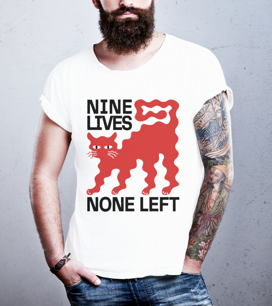 Nine Lives None Left Red Cat T-Shirt