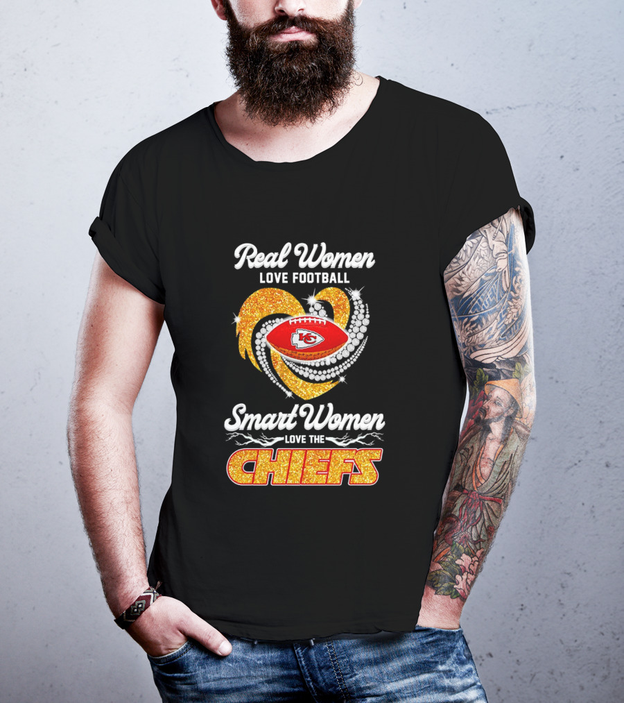 Kansas City Chiefs Real Women Love Football Smart Women Love The Chiefs Diamond Love T-Shirt