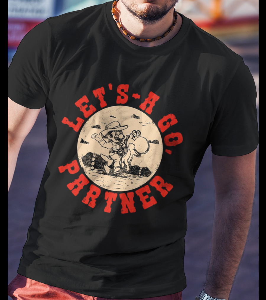 Let's-a Go Partner Mario And Yoshi Western Adventure T-Shirt