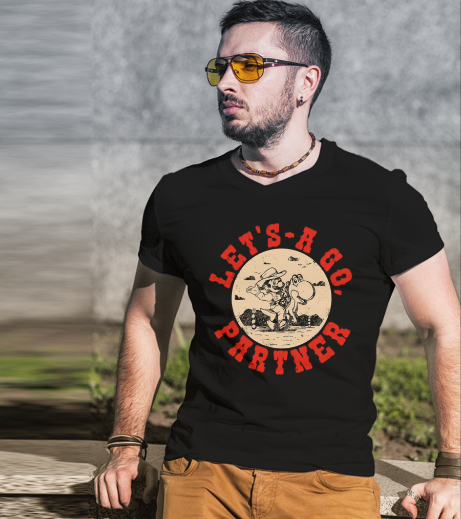 Let's-a Go Partner Mario And Yoshi Western Adventure T-Shirt