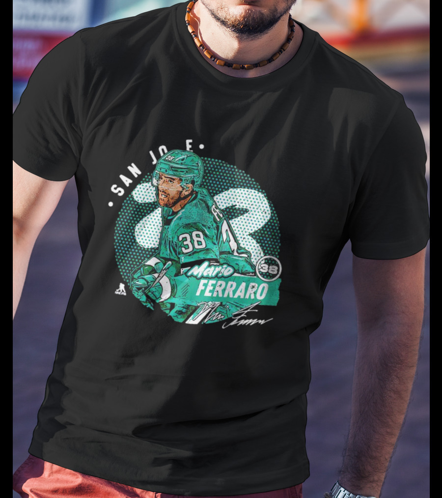 Mario Ferraro San Jose Sharks 38 Signature T-Shirt
