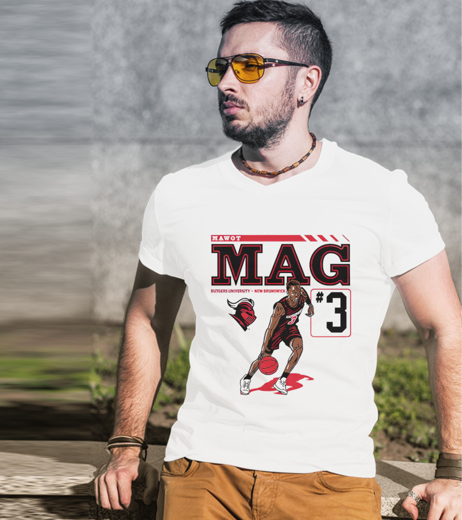 Mawot Mag #3 Rutgers Scarlet Knights Basketball Caricature Rutgers University New Brunswick T-Shirt